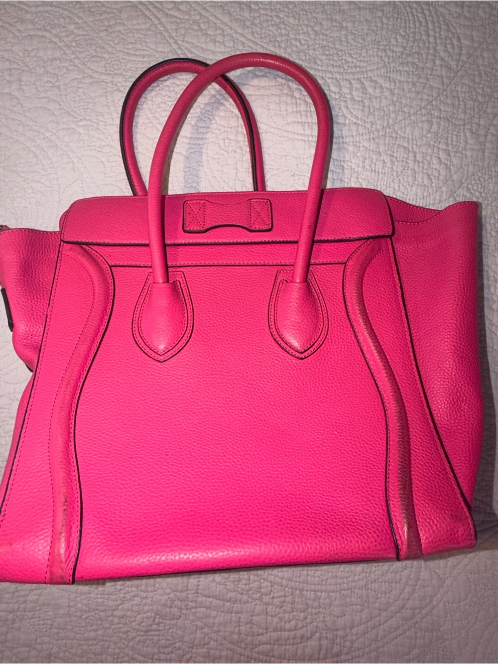 Women’s Pink Leather Tote Bag - Picture 6 of 6